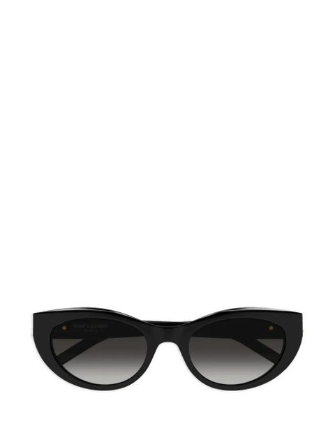 Saint Laurent Eyewear logo-plaque round-frame sunglasses - Black - zdjęcie produktu nr 1
