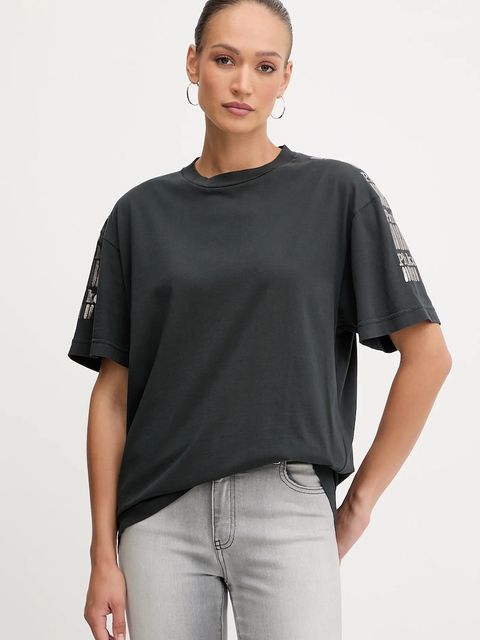 Pinko t-shirt bawełniany damski kolor szary 105755 A2V0 - zdjęcie produktu nr 1