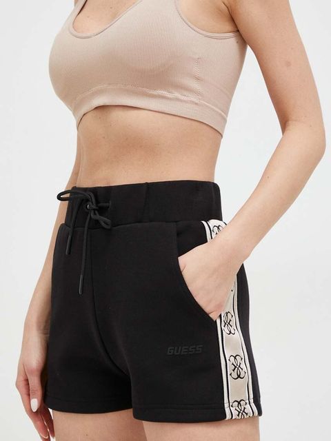 Guess szorty BRITNEY damskie kolor czarny z aplikacją medium waist V3GD13 KB3P2