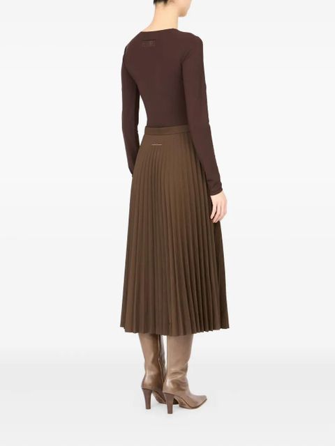 MM6 Maison Margiela A-line midi pleated skirt - Brown - zdjęcie produktu nr 2