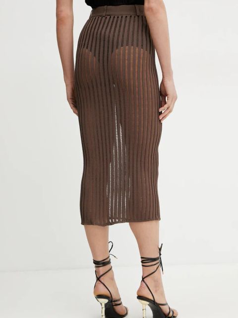 Patrizia Pepe spódnica kolor brązowy midi prosta 2G1029 K254
