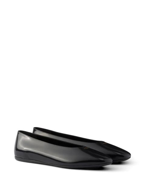 Prada brushed leather ballerinas - Black