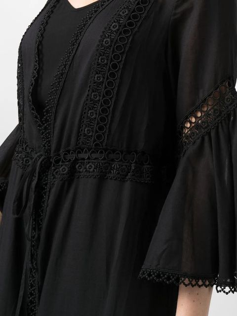 Charo Ruiz Ibiza floral-lace embroidered V-neck dress - Black