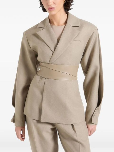 Manière De Voir Marie twist-sleeve belted blazer - Neutrals