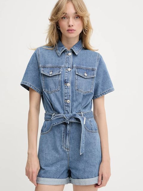 Morgan kombinezon jeansowy kolor niebieski bawełniany z kołnierzykiemm SHELOR - zdjęcie produktu nr 1