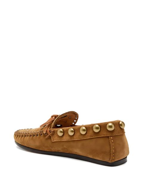 ISABEL MARANT studded lace-up loafers - Brown