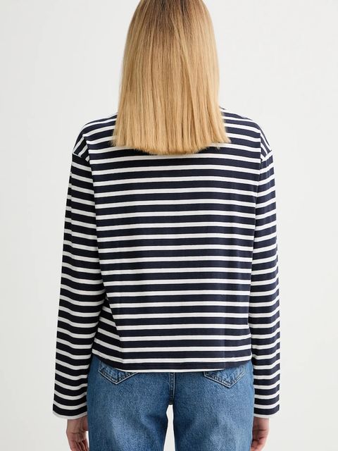 Marc O'Polo longsleeve bawełniany kolor granatowy cold shoulder 5000007507 - zdjęcie produktu nr 2