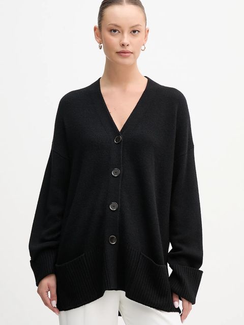 United Colors of Benetton kardigan z dodatkiem wełny damski kolor czarny 126WD604Z - zdjęcie produktu nr 1