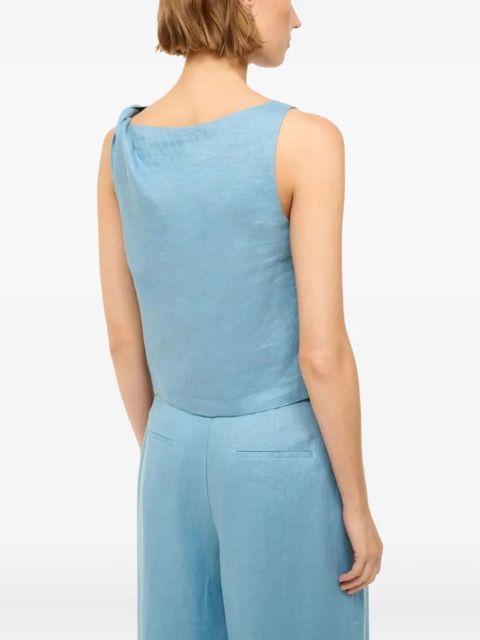 STAUD Boa boat-neck linen tank top - Blue
