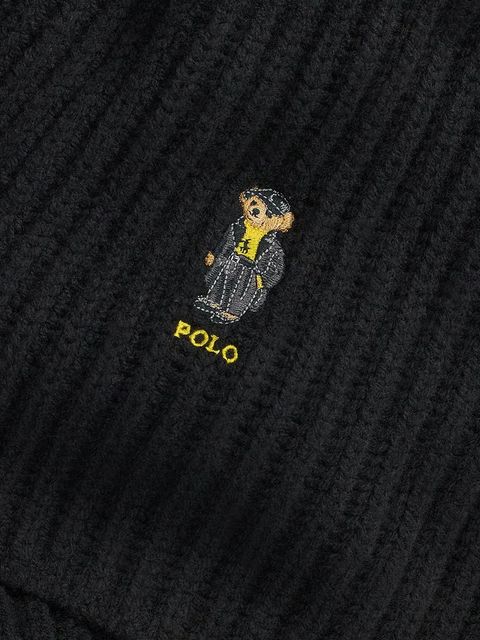 Polo Ralph Lauren szalik z dodatkiem wełny damski kolor czarny wzorzysty 455P04660