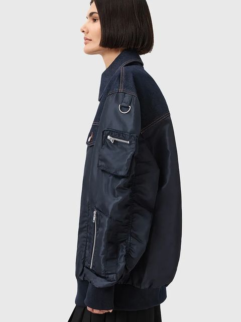 AllSaints kurtka bomber VERITY kolor granatowy przejściowa oversize W024OD - zdjęcie produktu nr 2