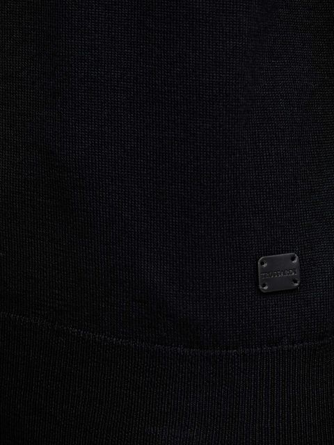 Trussardi sweter wełniany damski kolor czarny lekki z golfem M0106001164N