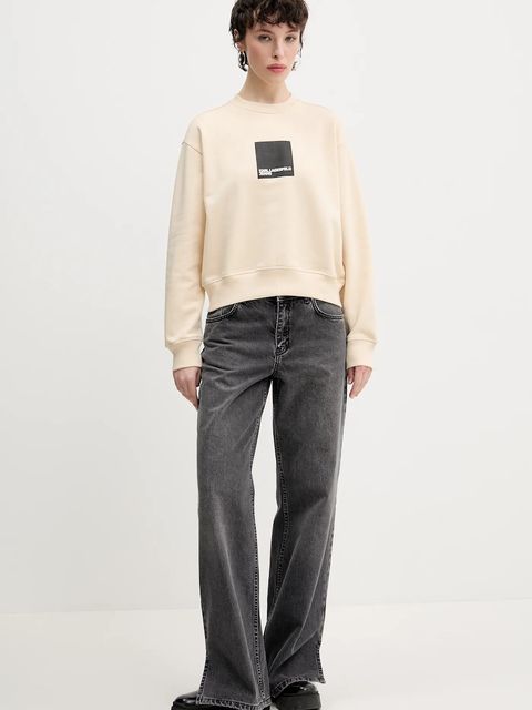 Karl Lagerfeld Jeans bluza bawełniana damska kolor beżowy z nadrukiem A1W20006 - zdjęcie produktu nr 2