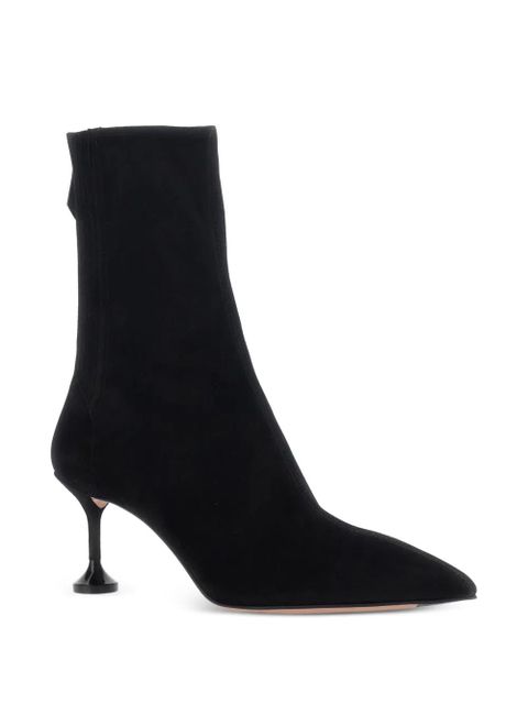 Aquazzura pointed toe zip suede boots - Black