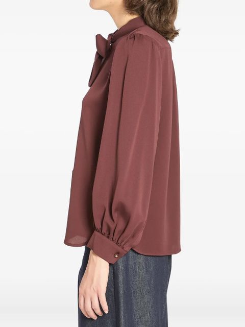 Max Mara puff-sleeve bow blouse - Brown