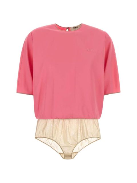 FENDI logo-embroidered short-sleeve bodysuit - Pink - zdjęcie produktu nr 1