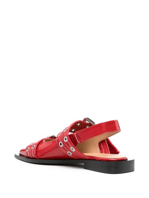 GANNI Wide Welt buckled ballerina shoes - Red