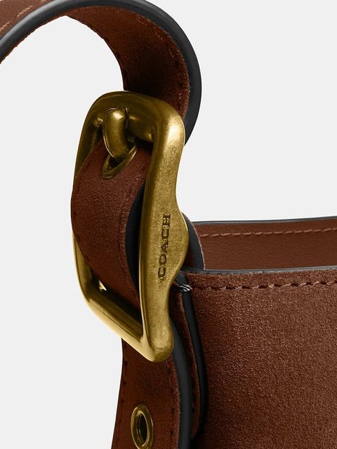 Coach torebka zamszowa Suede Bleecker Bucket 21 kolor brązowy CCW84