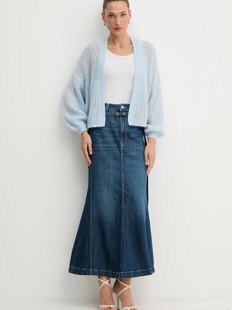 BOSS Orange kardigan z domieszką wełny damski kolor niebieski lekki 50545878