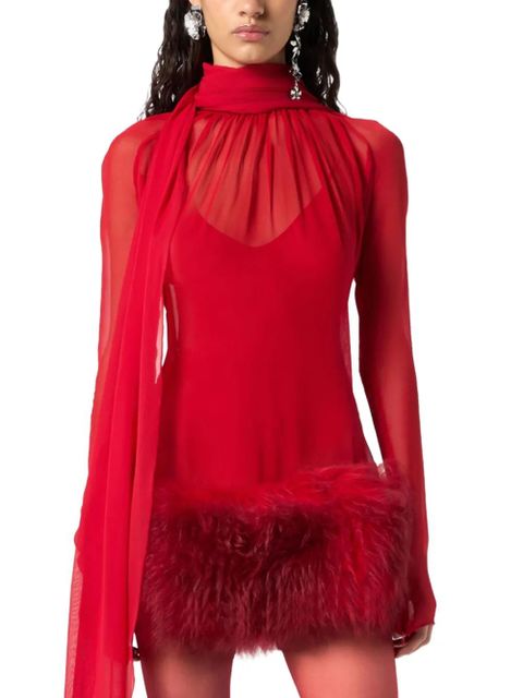 Blumarine high-neck long-sleeves mini dress - Red