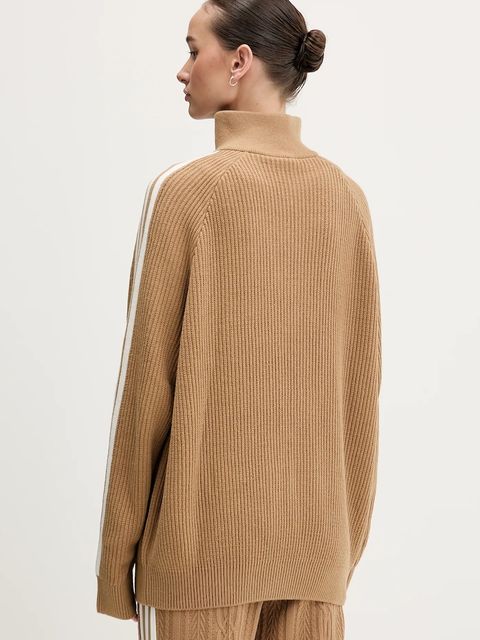 adidas Originals sweter Funnel damski kolor zielony z półgolfem KS7787