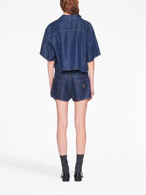 Miu Miu Denim pleated shorts - Blue
