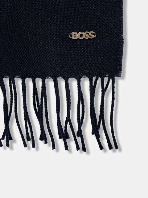 BOSS szalik wełniany kolor granatowy gładki 50517216 - zdjęcie produktu nr 2