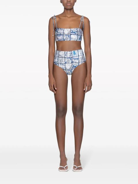 Agua By Agua Bendita Primavera Porcelana tile-print bikini top - Blue