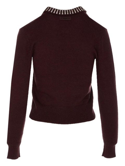 PINKO crystal-embellished crew-neck sweater - Brown