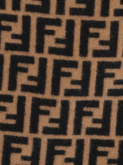 FENDI jacquard-pattern fringed poncho - Brown