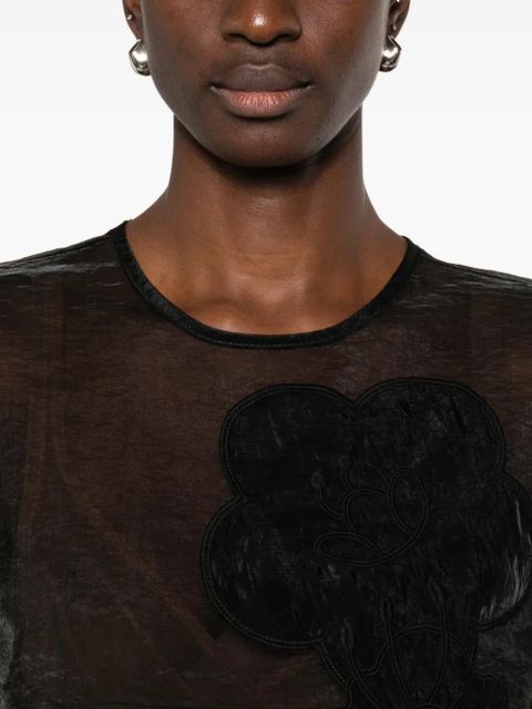 Cecilie Bahnsen Alba floral-appliqué top - Black