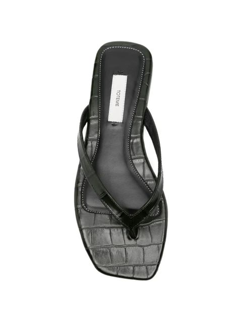 TOTEME croco-embossed flat sandals - Green