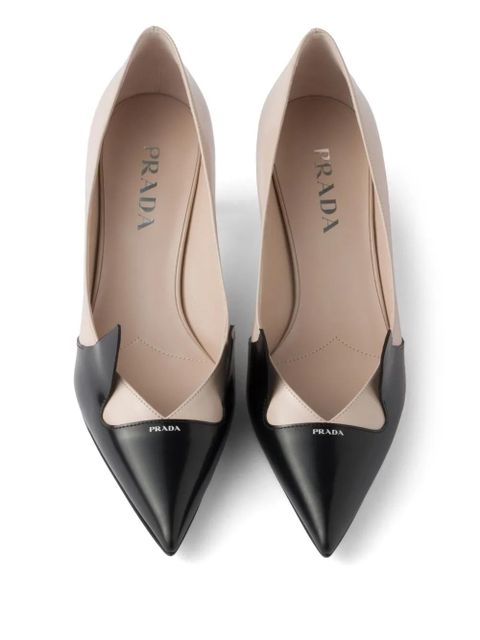 Prada 55mm two-tone brushed-leather pumps - Pink