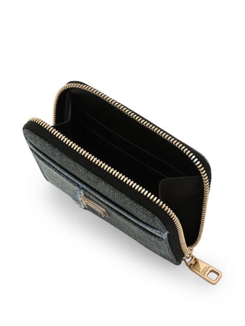 Dolce & Gabbana logo-plaque patchwork wallet - Blue