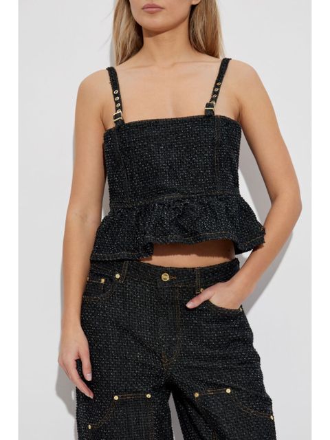 GANNI peplum denim top - Black