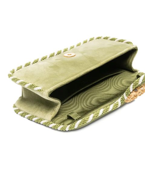 Valentino Garavani Locò embellished-trim clutch bag - Green