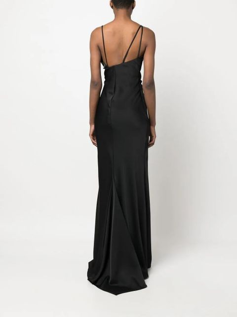The Attico Melva satin long dress - Black