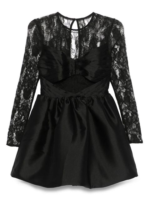 Self-Portrait lace-panel taffeta mini dress - Black - zdjęcie produktu nr 1