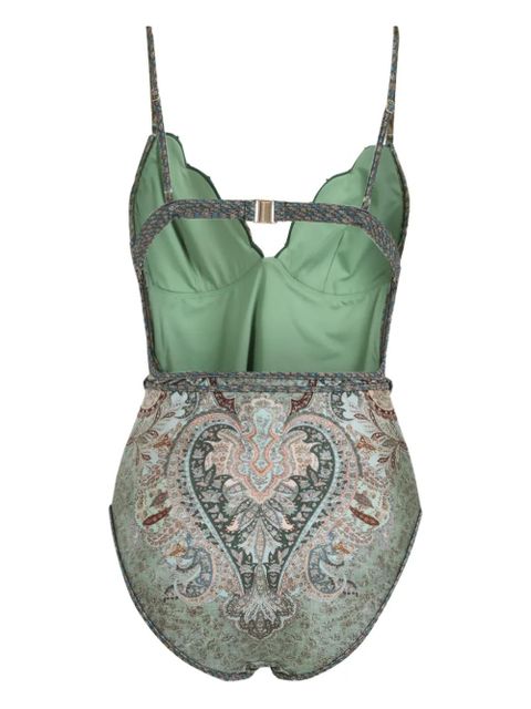 ZIMMERMANN Wanderlust scalloped paisley swimsuit - Green - zdjęcie produktu nr 2