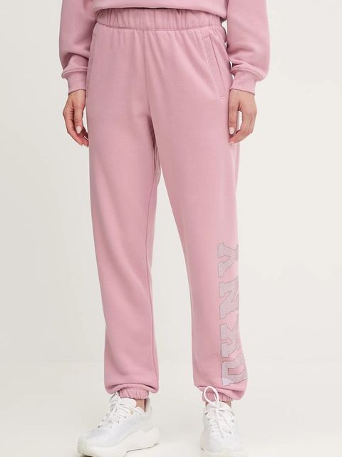 Dkny spodnie dresowe damskie kolor różowy z aplikacją DP5P3737 - zdjęcie produktu nr 1