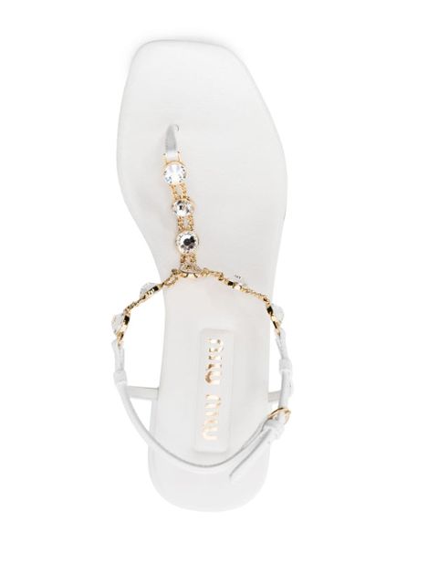 Miu Miu rhinestone-embellished thong sandals - White
