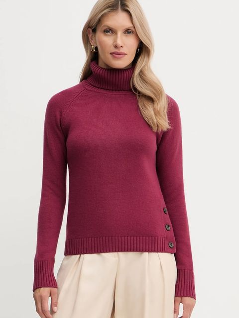 Silvian Heach sweter z domieszką wełny DIOUF damski kolor bordowy lekki z golfem GPA25232LU - zdjęcie produktu nr 1