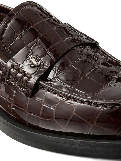 Jimmy Choo Ivy crocodile-embossed loafers - Brown
