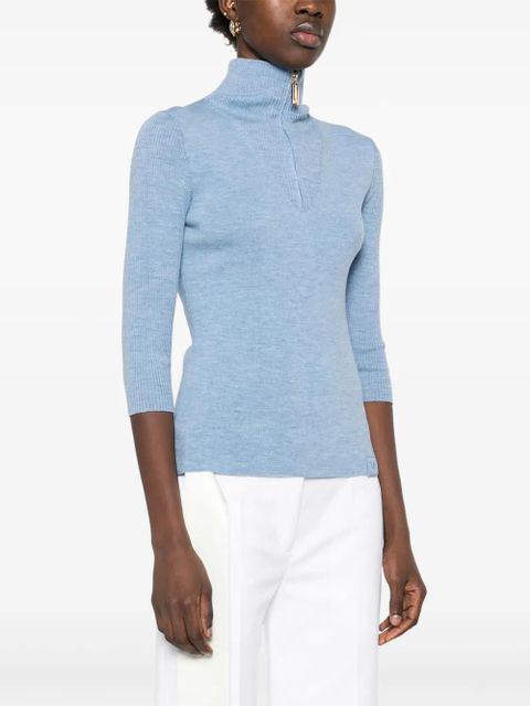 Victoria Beckham half-zip knitted top - Blue - zdjęcie produktu nr 2