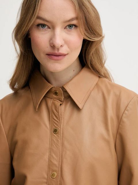 Pedro del Hierro kurtka skórzana kolor brązowy przejściowa 5499140