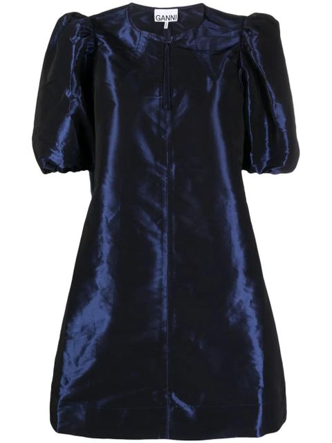 GANNI taffeta puff-sleeves minidress - Blue - zdjęcie produktu nr 1