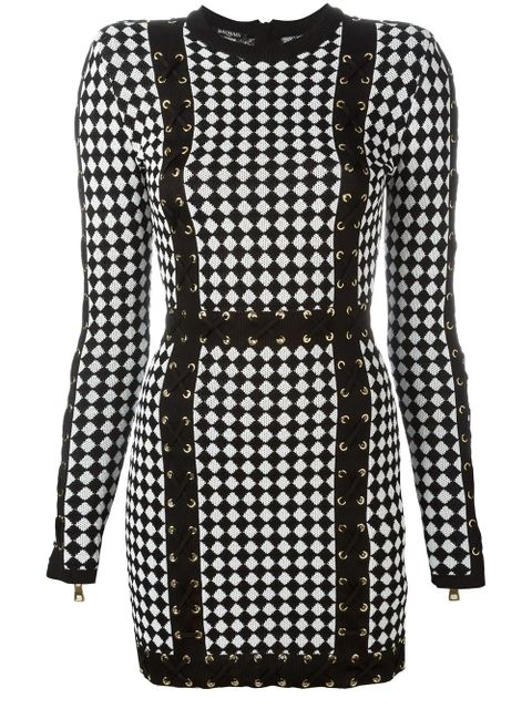 Balmain checked knit dress - Black - zdjęcie produktu nr 1