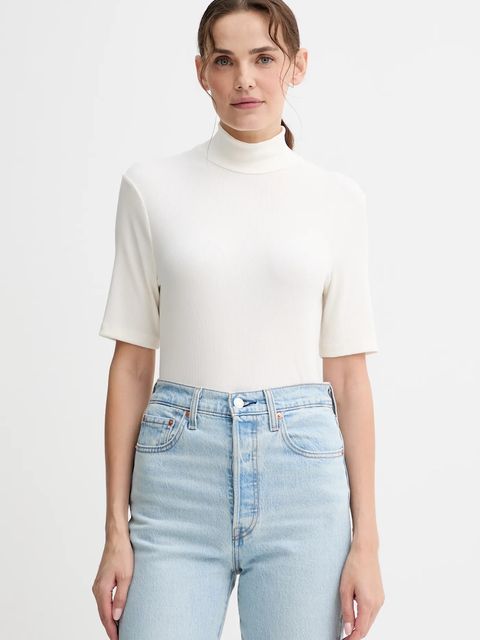 Marc O'Polo t-shirt damski kolor beżowy z półgolfem M08207651177 - zdjęcie produktu nr 1