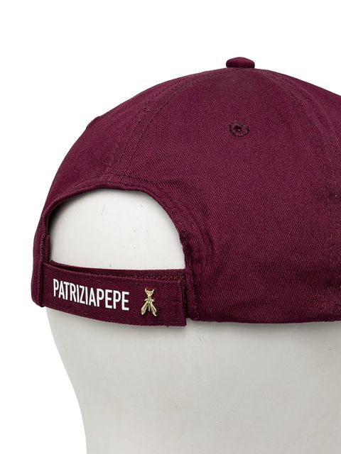 Patrizia Pepe czapka z daszkiem bawełniana kolor bordowy 8F0079 AB01
