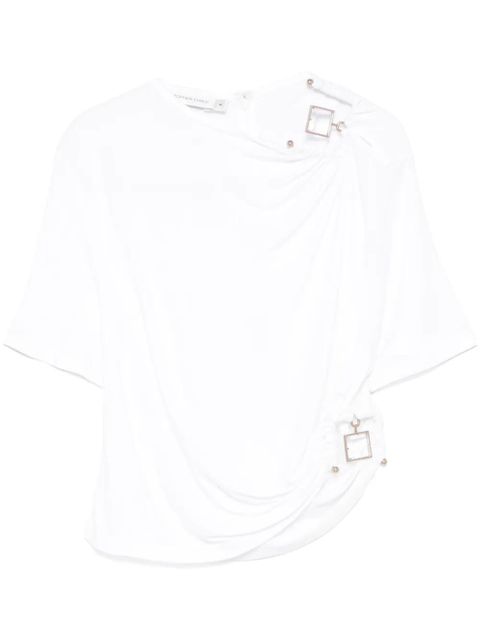 Christopher Esber quartz-embellishment crop top - White - zdjęcie produktu nr 1